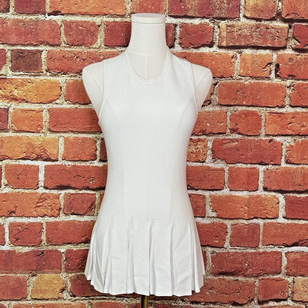 Theory Women's Pleated Peplum Top, Petite Small, Color White / Eggshell - $295